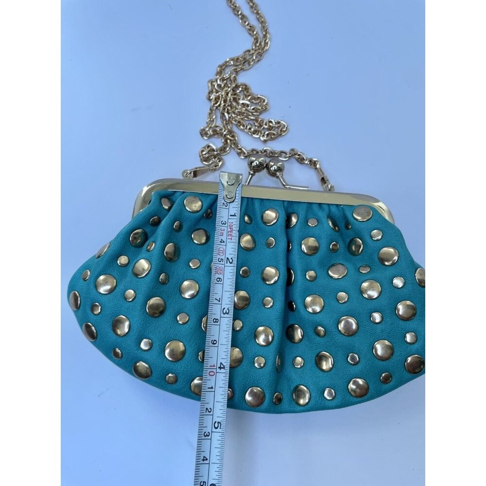 Urban expressions pu leather mini purse chain studded greeen gold - Picture 5 of 6